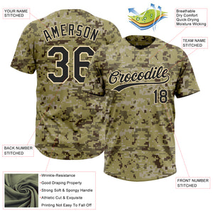 Custom Camo Black-Cream Salute To Service Two-Button Unisex Softball Jersey