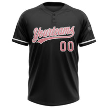 Laden Sie das Bild in den Galerie-Viewer, Custom Black Medium Pink-White Two-Button Unisex Softball Jersey
