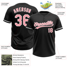 Laden Sie das Bild in den Galerie-Viewer, Custom Black Medium Pink-White Two-Button Unisex Softball Jersey
