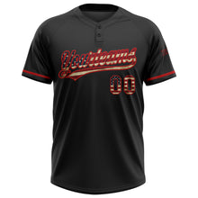 Загрузить изображение в средство просмотра галереи, Custom Black Vintage USA Flag-Red Two-Button Unisex Softball Jersey
