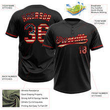 Load image into Gallery viewer, Custom Black Vintage USA Flag-Red Two-Button Unisex Softball Jersey
