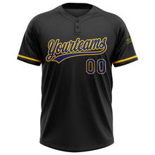 Laden Sie das Bild in den Galerie-Viewer, Custom Black Royal-Yellow Two-Button Unisex Softball Jersey
