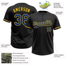 Charger l&#39;image dans la galerie, Custom Black Royal-Yellow Two-Button Unisex Softball Jersey
