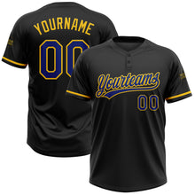 Charger l&#39;image dans la galerie, Custom Black Royal-Yellow Two-Button Unisex Softball Jersey
