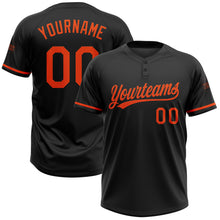 Load image into Gallery viewer, Custom Black Orange Two-Button Unisex Softball Jersey
