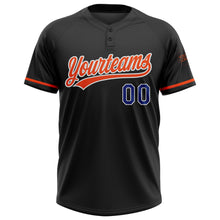 Laden Sie das Bild in den Galerie-Viewer, Custom Black Royal-Orange Two-Button Unisex Softball Jersey
