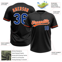 Laden Sie das Bild in den Galerie-Viewer, Custom Black Royal-Orange Two-Button Unisex Softball Jersey
