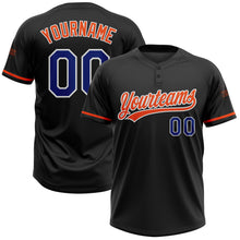 Laden Sie das Bild in den Galerie-Viewer, Custom Black Royal-Orange Two-Button Unisex Softball Jersey
