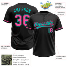 Laden Sie das Bild in den Galerie-Viewer, Custom Black Pink-Aqua Two-Button Unisex Softball Jersey
