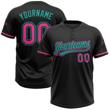 Загрузить изображение в средство просмотра галереи, Custom Black Pink-Aqua Two-Button Unisex Softball Jersey
