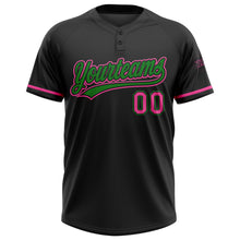 Charger l&#39;image dans la galerie, Custom Black Pink-Grass Green Two-Button Unisex Softball Jersey
