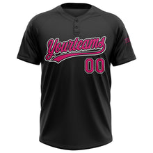 Charger l&#39;image dans la galerie, Custom Black Hot Pink-White Two-Button Unisex Softball Jersey
