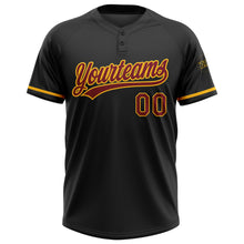 Charger l&#39;image dans la galerie, Custom Black Maroon-Gold Two-Button Unisex Softball Jersey
