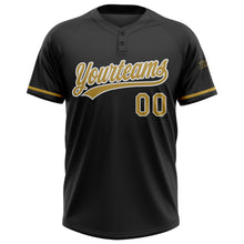 Загрузить изображение в средство просмотра галереи, Custom Black Old Gold-White Two-Button Unisex Softball Jersey
