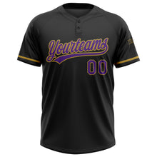 Charger l&#39;image dans la galerie, Custom Black Purple-Old Gold Two-Button Unisex Softball Jersey
