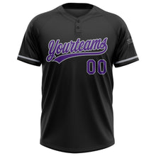 Charger l&#39;image dans la galerie, Custom Black Purple-Gray Two-Button Unisex Softball Jersey
