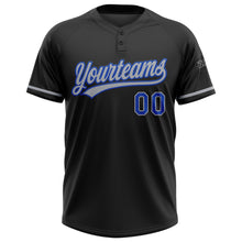 Charger l&#39;image dans la galerie, Custom Black Thunder Blue-Gray Two-Button Unisex Softball Jersey
