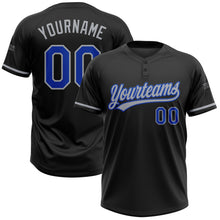 Charger l&#39;image dans la galerie, Custom Black Thunder Blue-Gray Two-Button Unisex Softball Jersey
