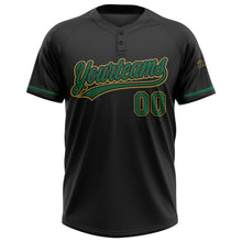 Charger l&#39;image dans la galerie, Custom Black Kelly Green-Old Gold Two-Button Unisex Softball Jersey
