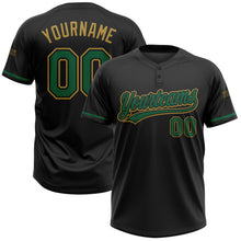 Charger l&#39;image dans la galerie, Custom Black Kelly Green-Old Gold Two-Button Unisex Softball Jersey
