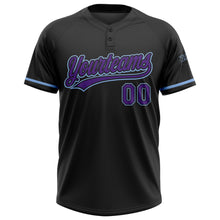 Charger l&#39;image dans la galerie, Custom Black Purple-Light Blue Two-Button Unisex Softball Jersey
