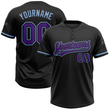 Charger l&#39;image dans la galerie, Custom Black Purple-Light Blue Two-Button Unisex Softball Jersey
