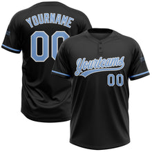 Загрузить изображение в средство просмотра галереи, Custom Black Light Blue-White Two-Button Unisex Softball Jersey
