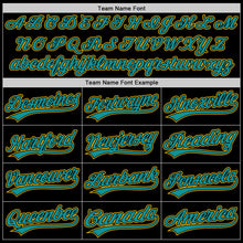 Load image into Gallery viewer, Custom Black Teal-Yellow Two-Button Unisex Softball Jersey
