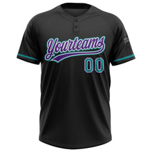 Charger l&#39;image dans la galerie, Custom Black Teal-Purple Two-Button Unisex Softball Jersey
