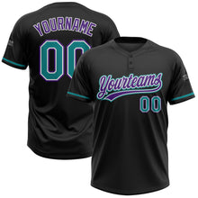 Charger l&#39;image dans la galerie, Custom Black Teal-Purple Two-Button Unisex Softball Jersey
