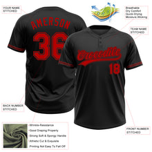 Load image into Gallery viewer, Custom Black Red Two-Button Unisex Softball Jersey
