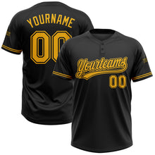 Charger l&#39;image dans la galerie, Custom Black Gold Two-Button Unisex Softball Jersey
