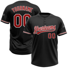 Загрузить изображение в средство просмотра галереи, Custom Black Red-White Two-Button Unisex Softball Jersey
