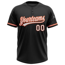 Загрузить изображение в средство просмотра галереи, Custom Black White-Orange Two-Button Unisex Softball Jersey
