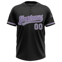 Загрузить изображение в средство просмотра галереи, Custom Black Gray-Purple Two-Button Unisex Softball Jersey
