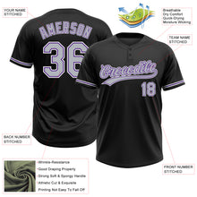 Загрузить изображение в средство просмотра галереи, Custom Black Gray-Purple Two-Button Unisex Softball Jersey
