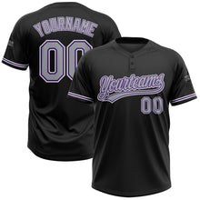 Загрузить изображение в средство просмотра галереи, Custom Black Gray-Purple Two-Button Unisex Softball Jersey
