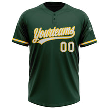 Загрузить изображение в средство просмотра галереи, Custom Green White-Yellow Two-Button Unisex Softball Jersey
