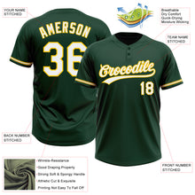 Загрузить изображение в средство просмотра галереи, Custom Green White-Yellow Two-Button Unisex Softball Jersey
