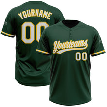 Загрузить изображение в средство просмотра галереи, Custom Green White-Yellow Two-Button Unisex Softball Jersey
