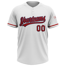 Charger l&#39;image dans la galerie, Custom White Red-Navy Two-Button Unisex Softball Jersey
