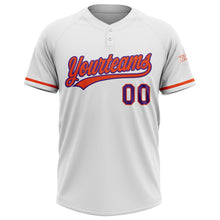 Charger l&#39;image dans la galerie, Custom White Purple-Orange Two-Button Unisex Softball Jersey
