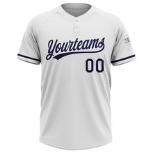 Load image into Gallery viewer, Custom White Navy Two-Button Unisex Softball Jersey
