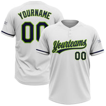 Charger l&#39;image dans la galerie, Custom White Navy-Neon Green Two-Button Unisex Softball Jersey
