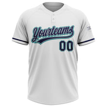 Charger l&#39;image dans la galerie, Custom White Navy Gray-Teal Two-Button Unisex Softball Jersey
