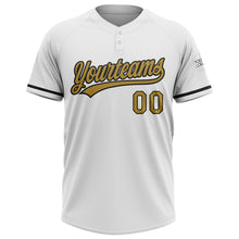 Charger l&#39;image dans la galerie, Custom White Old Gold-Black Two-Button Unisex Softball Jersey
