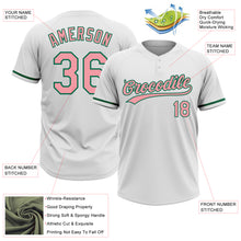 Загрузить изображение в средство просмотра галереи, Custom White Medium Pink-Kelly Green Two-Button Unisex Softball Jersey
