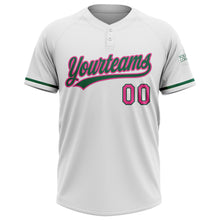 Charger l&#39;image dans la galerie, Custom White Pink-Kelly Green Two-Button Unisex Softball Jersey
