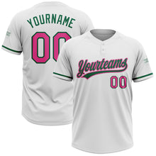 Charger l&#39;image dans la galerie, Custom White Pink-Kelly Green Two-Button Unisex Softball Jersey
