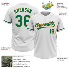 Загрузить изображение в средство просмотра галереи, Custom White Kelly Green-Old Gold Two-Button Unisex Softball Jersey
